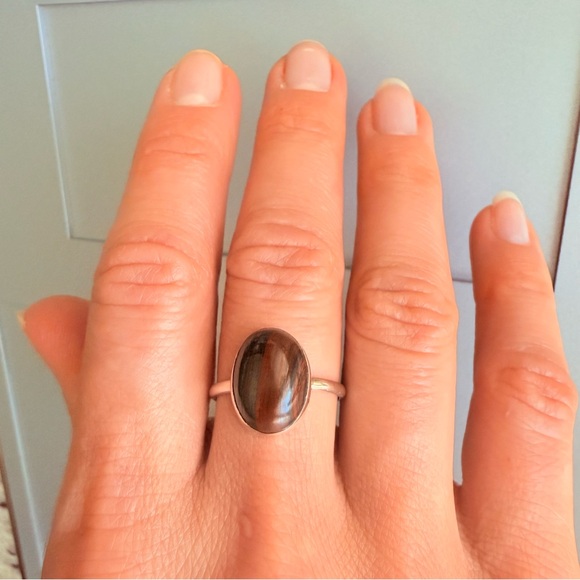 Tiger Iron Oval Ring in Sterling Silver 925 - Picture 7 of 8